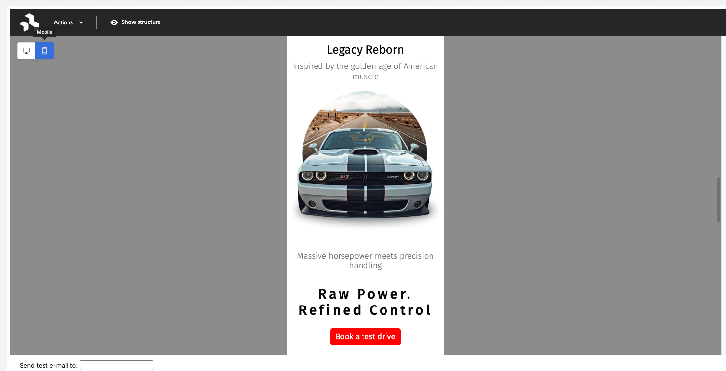 Creative Mail mobile design mode